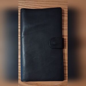 EUC Lakeland Black Nappa Leather Secretary RFID Wallet Planner Travel Organizer
